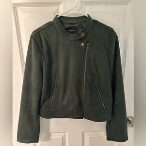 Banana Republic Dark Green Faux Suede Moto Jacket (L)